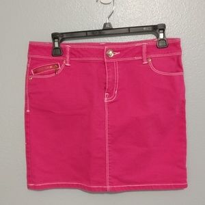 Cache Pink Denim Jean Mini Skirt